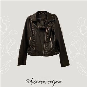 Faux Leather Jacket with Embellishments
